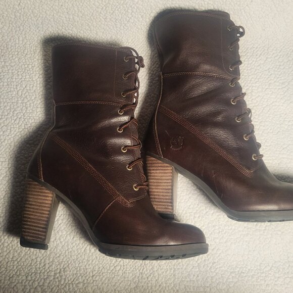 Timberland Women's Stratham Heights Fold Leather Boots Rich Brown - Sz 7.5 (US) - Picture 2 of 12
